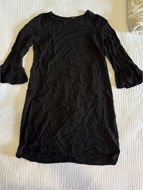 Old Navy Black Midi Shift Dress with Bell Sleeves
